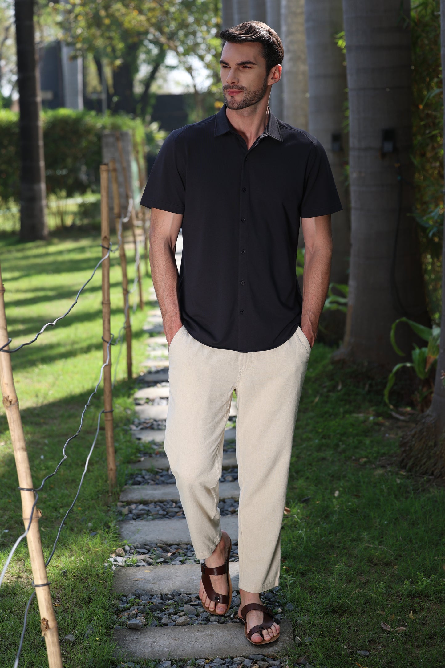 Knitique Men's All Day Half Sleeve Shirt - Regular Fit Cotton Rich Tri-Blend Fabric - Fossil Grey