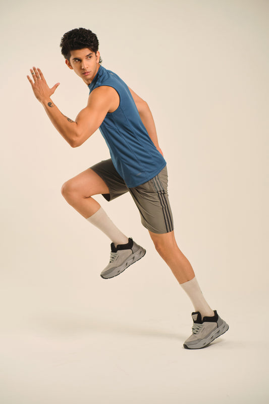 Men's Round Neck Quick Dry Vest - Regular Fit Micro Polyester - Blue Commando