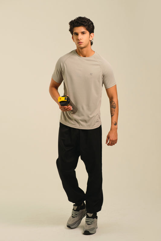 Men's Round Neck Quick Dry T-shirt - Regular Fit Micro Polyester - Pearl Grey