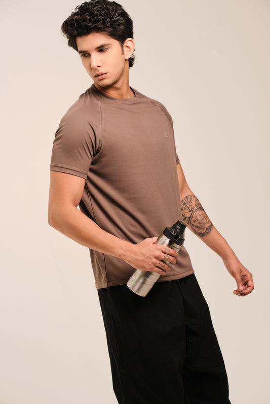 Men's Round Neck Quick Dry T-shirt - Regular Fit Micro Polyester - Metal Mist