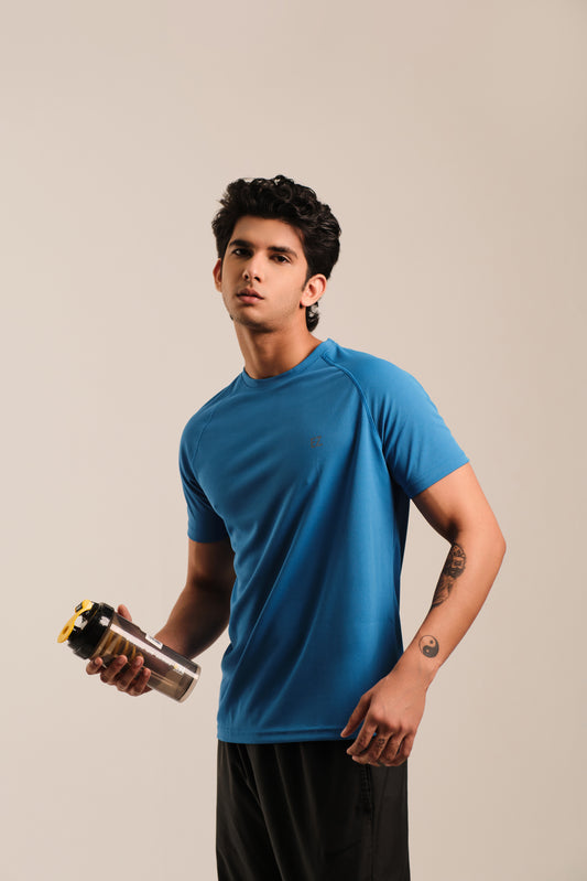 Men's Round Neck Quick Dry T-shirt - Regular Fit Micro Polyester - Imperial Navy