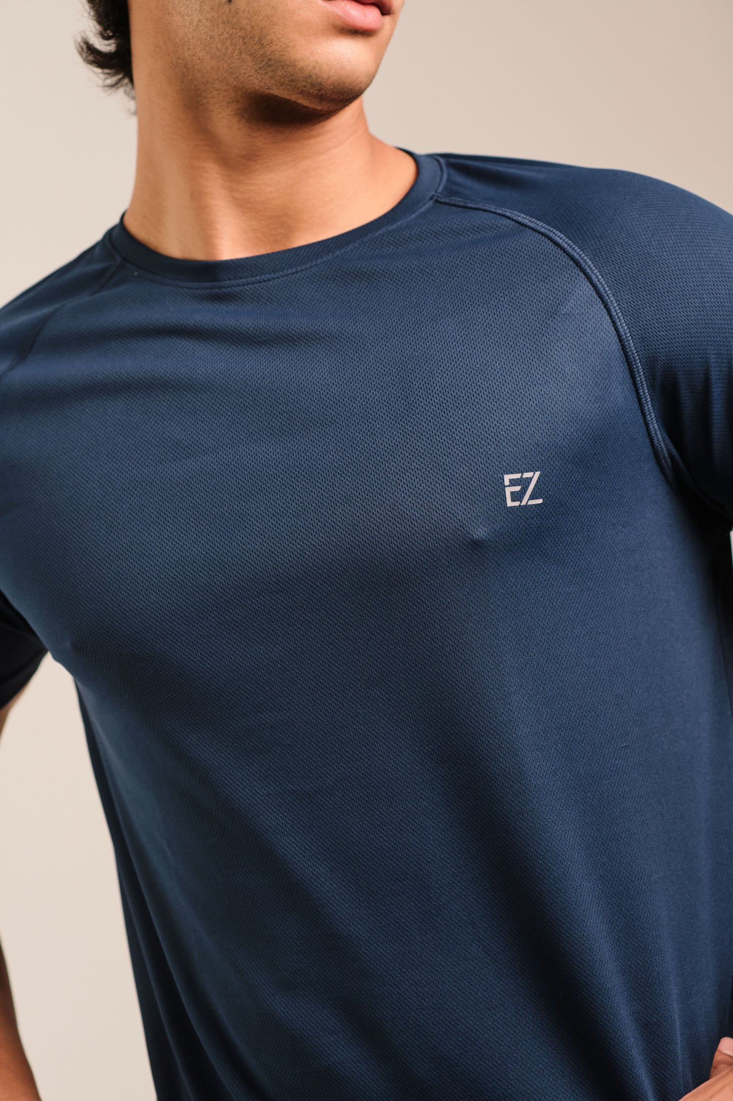Men's Round Neck Quick Dry T-shirt - Regular Fit Micro Polyester - Core Navy