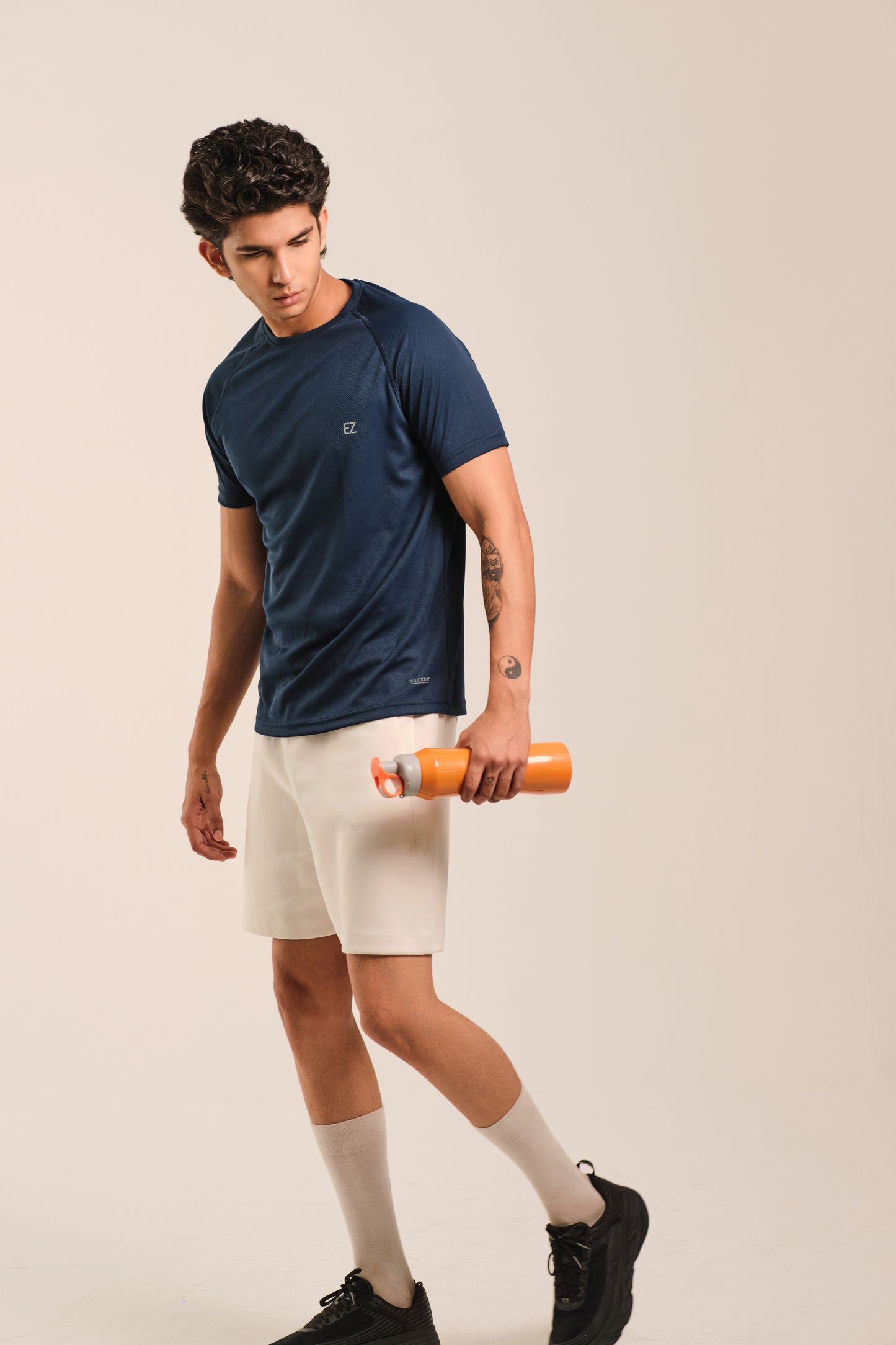 Men's Round Neck Quick Dry T-shirt - Regular Fit Micro Polyester - Core Navy