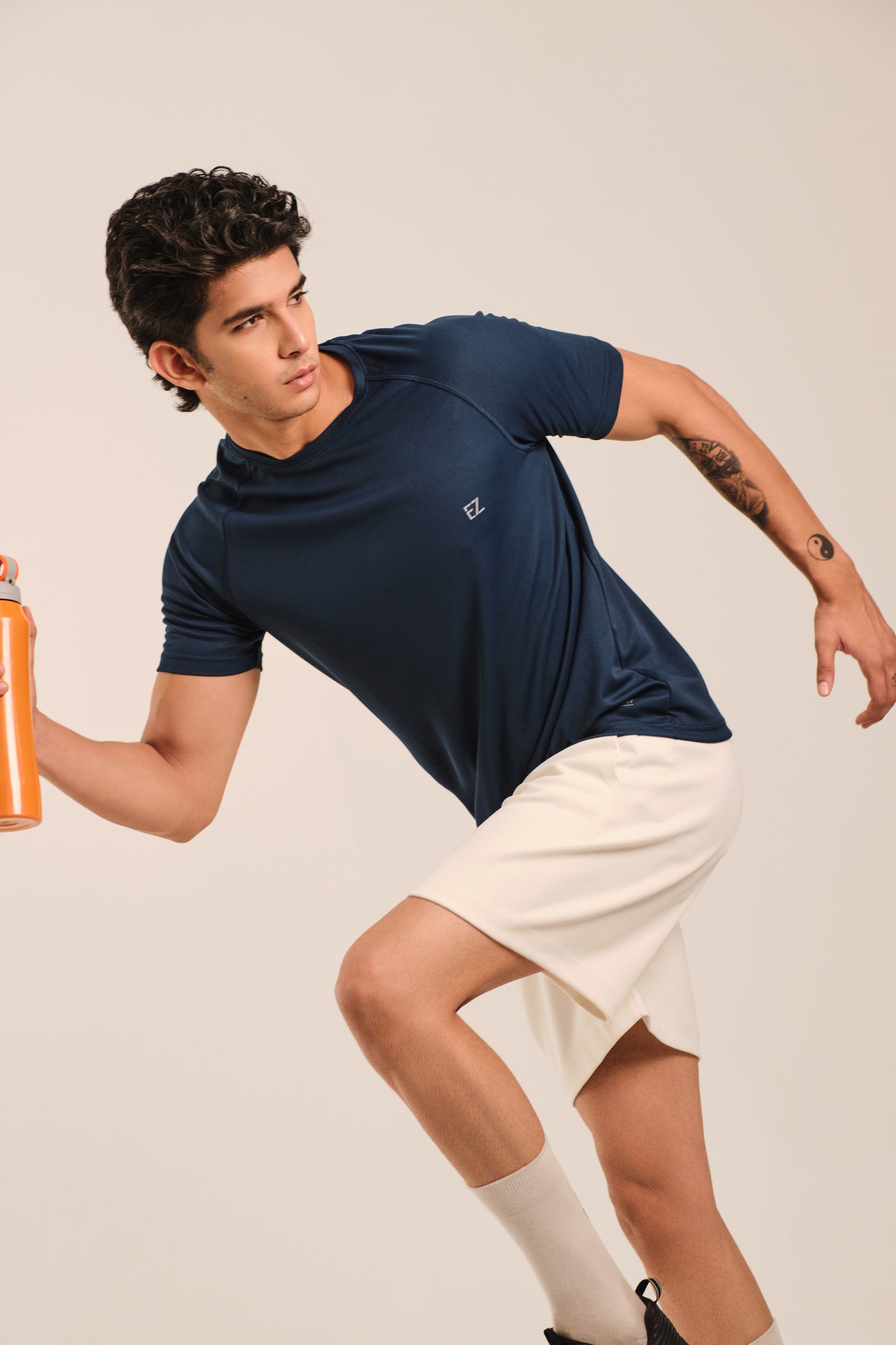 Men's Round Neck Quick Dry T-shirt - Regular Fit Micro Polyester - Core Navy