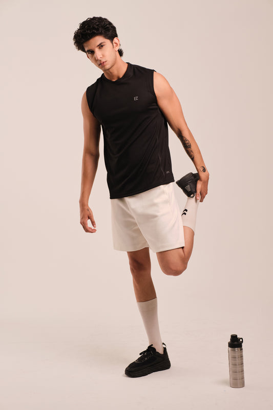 Men's Round Neck Quick Dry Vest - Regular Fit Micro Polyester - Phantom Black