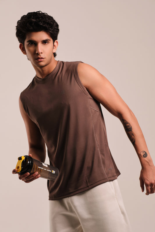 Men's Round Neck Quick Dry Vest - Regular Fit Micro Polyester - Metal Mist