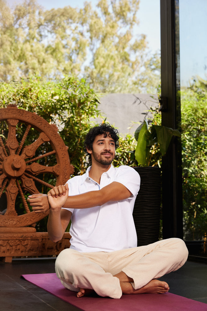 Knitique Men's Luxury Polo T-Shirt - Regular Fit Cotton Rich Tri-Blend Fabric - Porcelain White