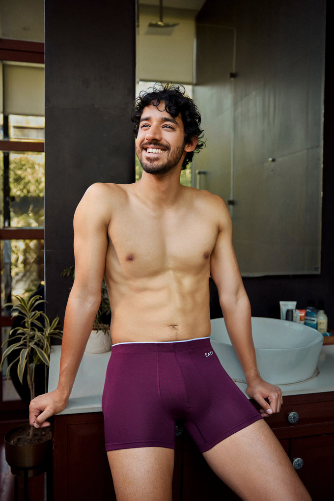 Men’s Fine Line Luxury Fit Trunk – Ultra-Soft Lenzing Micro Modal Fabric – Garnet Wine