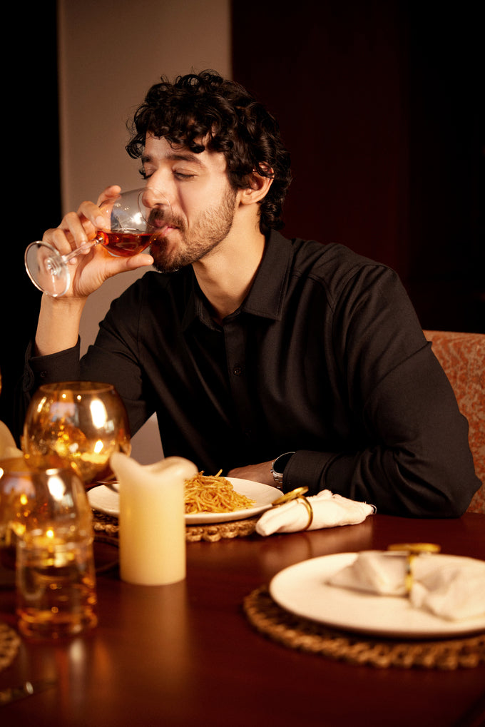 Knitique Men's All Day Full Sleeve Shirt - Regular Fit Cotton Rich Tri-Blend Fabric - Ebony Black