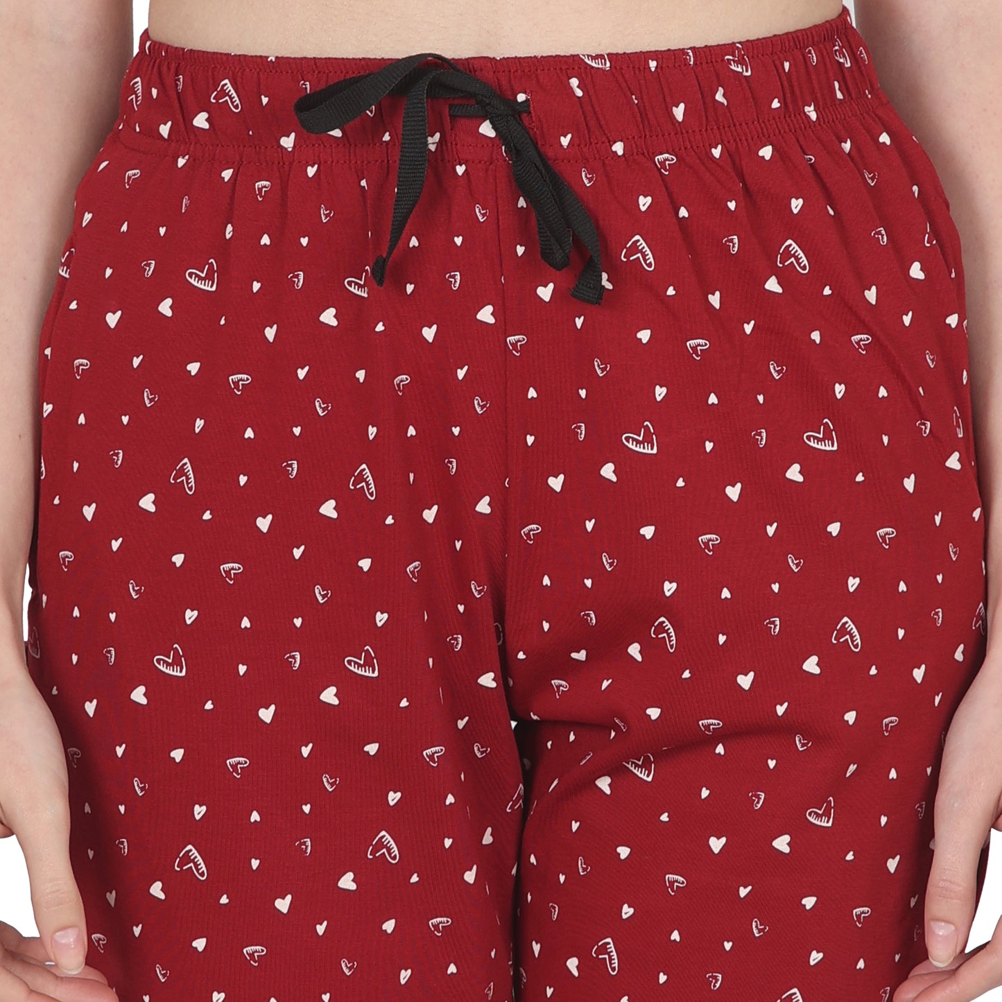 Eazy Women's Printed Capri Pants- Pack of 3- Blush, Cherry Red & Navy Blue